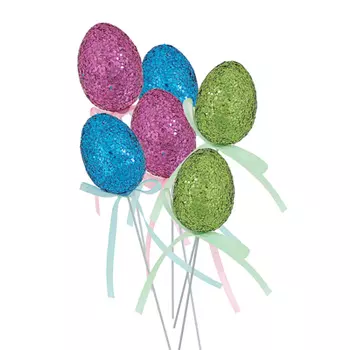 Декор Пасхальный топпер, в виде яиц, пенопласт, набор 6 шт., 19 см