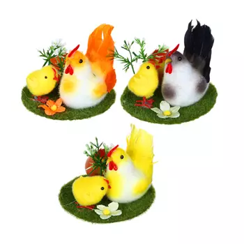 Декор Пасхальный в виде курочек 12,5x9 см, полиэстер, пластик, пенопласт, картон, 3 цвета, арт 2