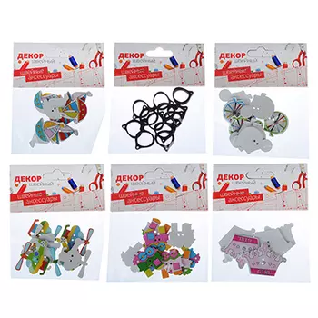 Декор швейный фигурный в наборе, дерево, 3-6 дизайнов, арт.5