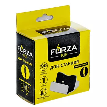 Док-станция FORZA зарядка iP, 1А, 5,5х7,5см, провод 90 см, 2 цвета