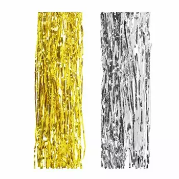 Дождик СНОУ БУМ 100х9см, ПВХ, 2 цвета, золото и серебро, арт.10-02