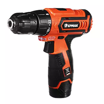 Дрель-шуруповерт аккумуляторная ЕРМАК ДША-12В /1,3Ач/Li-Ion/ 19 Н*м/19+1скор/1 аккум/коробка.