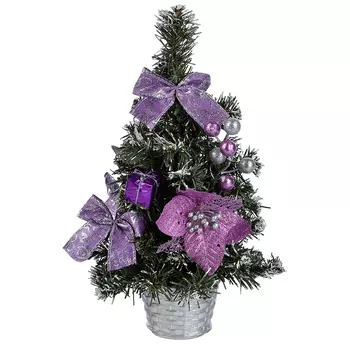 Елка декоративная СНОУ БУМ 30х15х15 см пластик, полиэстер, лиловый