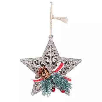 Елочная игрушка Ажурная звезда СНОУ БУМ с глиттером 12 см, пластик, медный