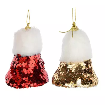 Елочная игрушка СНОУ БУМ "Колокольчик" 11 см, пластик, пайетки, красный, золото