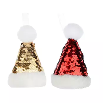 Елочная игрушка СНОУ БУМ "Шапка" 11 см, пластик, пайетки, красный, золото