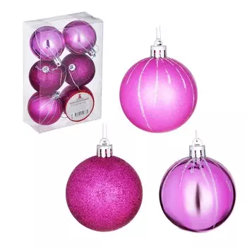 Елочные шары набор 6 шт СНОУ БУМ, 6 см, пластик, 3 дизайна