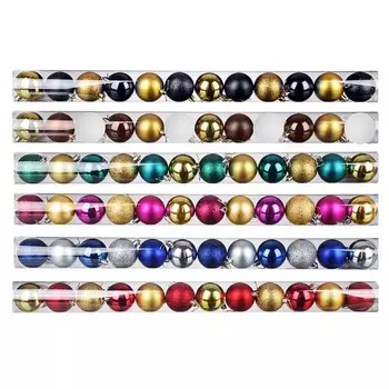 Елочные шары набор СНОУ БУМ 12 шт, 6см, пластик, в тубе, ассортимент цветов