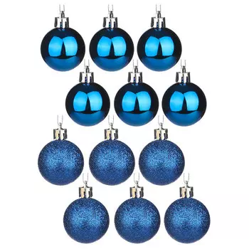 Елочные шары набор СНОУ БУМ 12шт, 4см, пластик, в пакете, синий