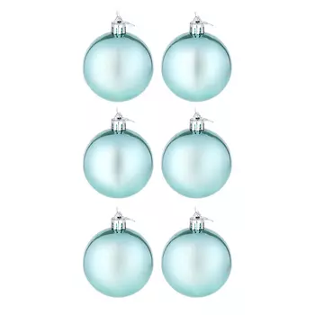 Елочные шары набор СНОУ БУМ 6шт, 6см, пластик, в пакете, бирюзовый, глянец