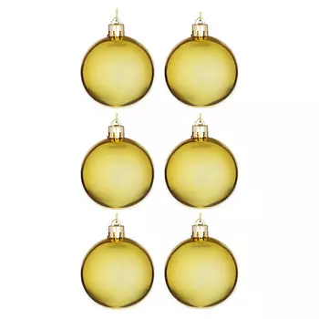 Елочные шары набор СНОУ БУМ 6шт, 6см, пластик, в пакете, золото, глянец