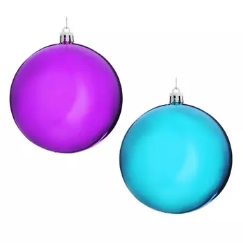 Елочный шар СНОУ БУМ 10 см, пластик, 1 шт, в пакете, фиолетовый и бирюзовый