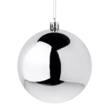 Елочный шар СНОУ БУМ 10 см, пластик, 1 шт, в пакете, серебро