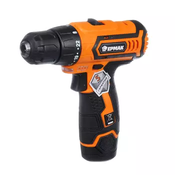 ЕРМАК Дрель-шуруповерт аккум. ДША-12-2 /Li-On /12В /1,3 А*ч /0-1250 об/мин /23Н*м/ 2аккум /кейс.