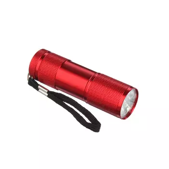 ЕРМАК Фонарик, 9LED, алюминий, 2,5x9см, питание от 3AAA (в комплект не входят), красный