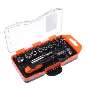 ЕРМАК Набор 23 пр. 9 головок, 12 бит, 1 переходник, трещоточный ключ, сталь