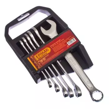 ЕРМАК Набор ключей рожково-накидных, 6 предм. 8-17мм, матовые CRV холодный штамп, холдер