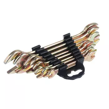 ЕРМАК Набор ключей рожковых, 8 предм, 8x10-19x22мм, желтый цинк, пластик холдер