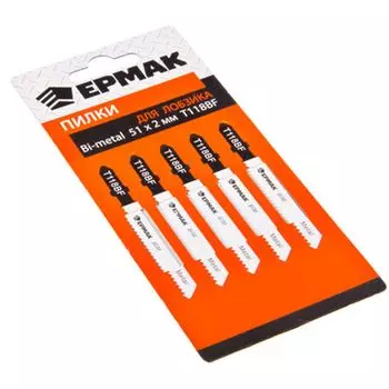ЕРМАК Пилки для эл.лобзика универсальные (Bi-metal EU 51х2мм.) T-118BF, 5шт.