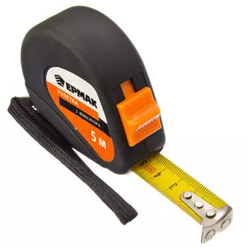 ЕРМАК Рулетка 5м с магнитом, 2 фиксатора