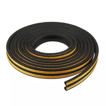 ЕРМАК Уплотнитель самоклеящийся для дверей и окон Р профиль 9х5,5 мм, черный, 6 м. (EPDM)