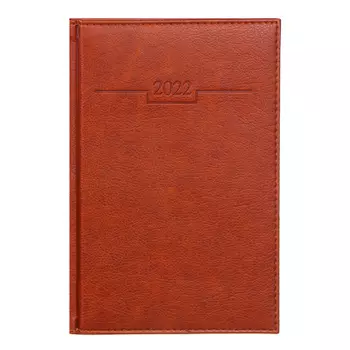 Ежедневник на 2022 "Концепт" А5,352стр, твердая обл.с поролоном, ПУ под кожу, тиснение, коричневый