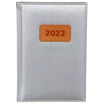 Ежедневник на 2022 "Софт" А5,352стр, твердая обл.с поролоном, аппликация, ПУ, серебр.металлик