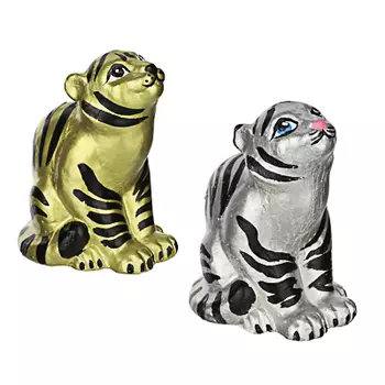 Фигурка "Любопытный Тигренок" гипс, 5,8х7х9,3см, золото и серебро
