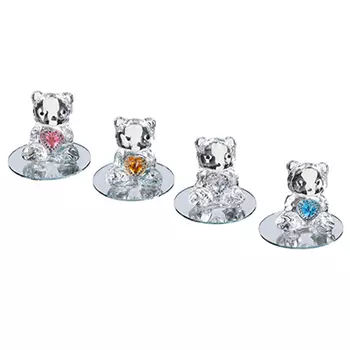 Фигурка в виде мишки с сердечком, 7,5х6,5 см, стекло, 4 цвета