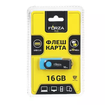 Флеш-карта, 16гб, 6 класс, матовое покрытие, блистер, пластик, FORZA