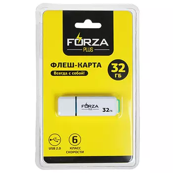 Флеш-карта FORZA 32 ГБ, 6 класс, блистер, пластик, цвет белый