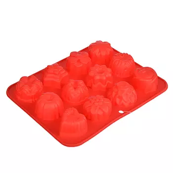 Форма для выпечки силиконовая, 12 ячеек, 21х16х3 см, "Кексы ассорти"