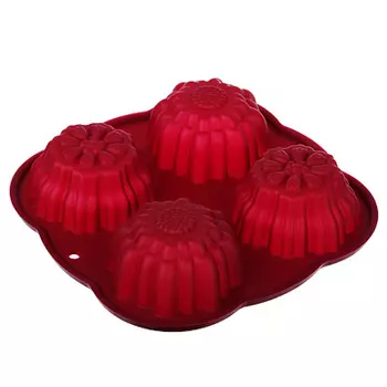 Форма для выпечки силиконовая, 4 ячейки, 15х15х3 см