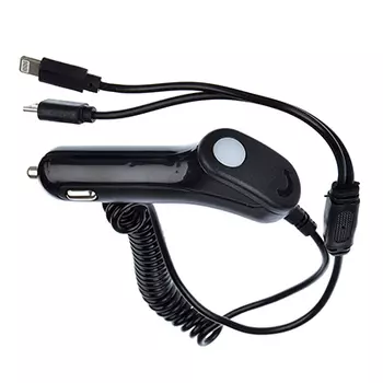 FORZA Автозарядка универсальная, 2 провода Micro USB, Lightning, 1 USB