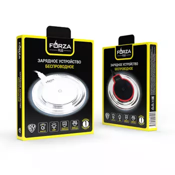FORZA Беспроводное зарядное устройство Qi Классика, LED подсветка, 5W, D10см, 2 цвета