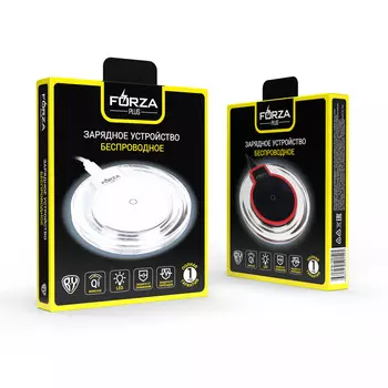 FORZA Беспроводное зарядное устройство Qi Классика, LED подсветка, 5W, D10см, 2 цвета