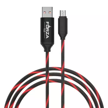 FORZA Кабель для зарядки Армированный Micro USB, 1м, 3А, Быстрая зарядка QC3.0, LED подсветка