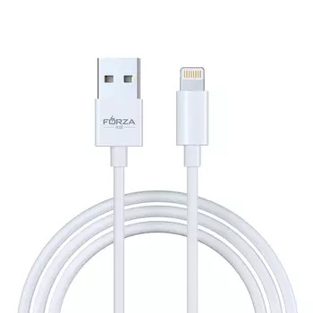 FORZA Кабель для зарядки Эталон iP, 1м, 2А, в пластиковом боксе, белый, пакет