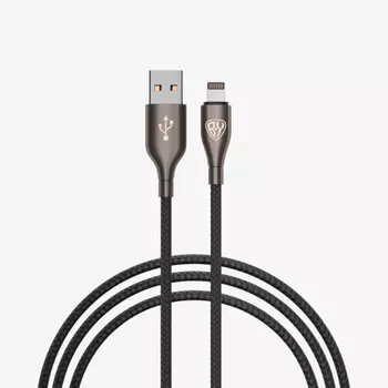 FORZA Кабель для зарядки Керамика iP, 1м, 2.4А, Быстрая зарядка, чёрный