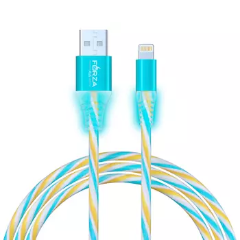FORZA Кабель для зарядки Конфетти iP, 1м, 1.5А, цветная подсветка, 3 цвета, пакет