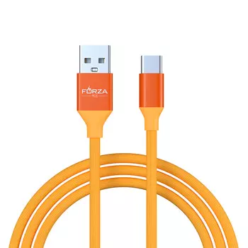 FORZA Кабель для зарядки Лето Type-C, 1м, 2А, прорезиненный, 4 цвета, пакет