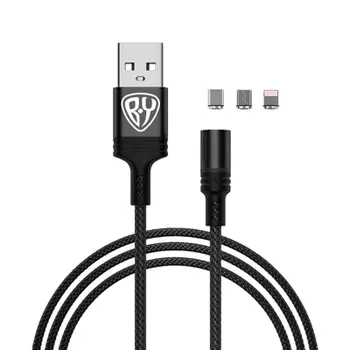 FORZA Кабель для зарядки Магнитный 3 в 1, iP/Micro USB/Type-C, 1м, 2.1А, прорезиненный, 3 цвета