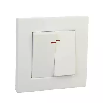 FORZA ЛАЙТ Выключатель двухклавишный с подсветкой, цвет белый 10А 250В, пластик ABS