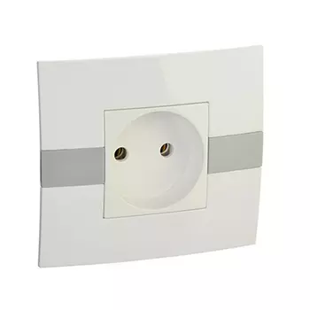 FORZA МОДЕРН Розетка одноместная без заземления, цвет белый с серым 16А 250В, пластик ABS