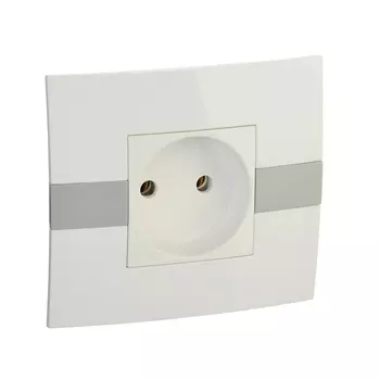 FORZA МОДЕРН Розетка одноместная без заземления, цвет белый с серым 16А 250В, пластик ABS
