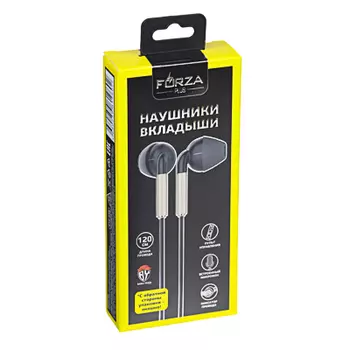 FORZA Наушники проводные вкладыши, гарнитура, с трапец. насадкой, пластик