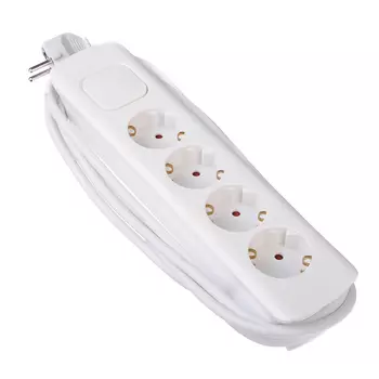 FORZA Сетевой фильтр 4 гн., сеч.1 кв.мм, 3 м, евророзетка, шторки, 16А, 250В, с предохранит, с выкл.