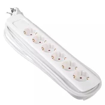 FORZA Сетевой фильтр 6 гн, сеч.1 кв.мм, 5 м, евророзетка, шторки, 16А, 250В, с предохранит., с выкл.