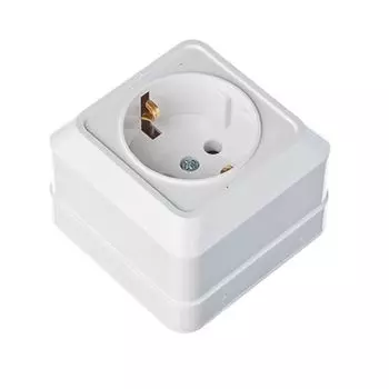 FORZA Simple Розетка одноместная с заземлением белая, накладная 10А, 250В, пластик ABS