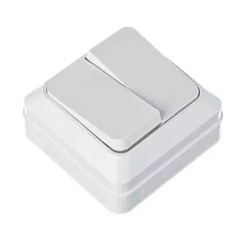 FORZA Simple Выключатель двухклавишный белый, накладной 10А, 250В, пластик ABS